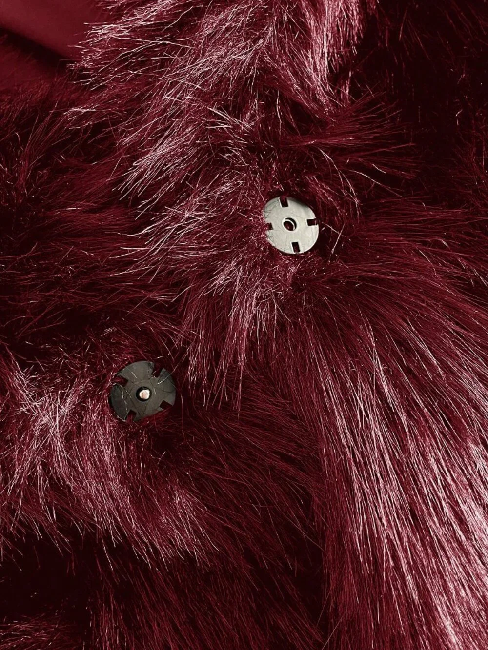 Burgundy Elegant Women's Plus Size Collar Loose Long Sleeve Furry Coat
